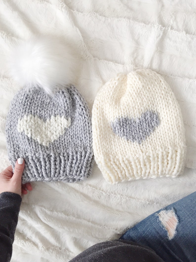 KNITTING PATTERN Heart Hat, Handmade Valentines Day Gift for Her, Knit Beanie, Cozy Winter Accessory, Digital Download image 4