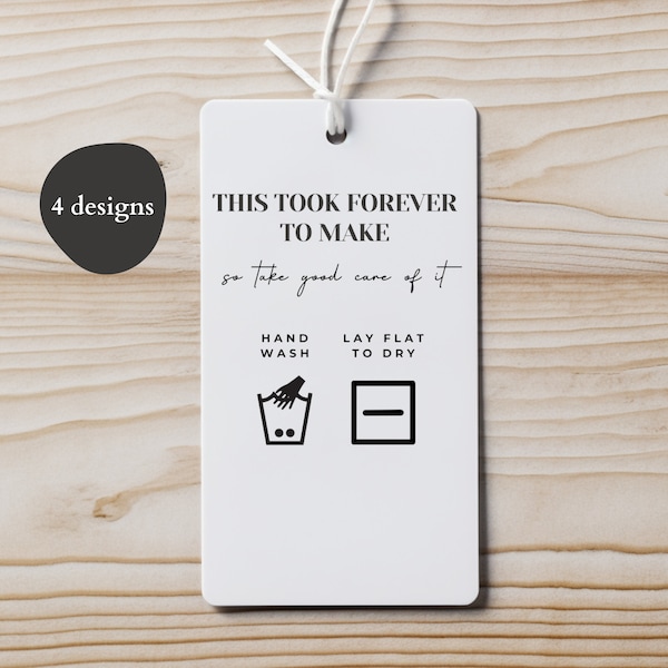 PRINTABLE Funny Care Tags for Handmade Items, Hang Tags, Gift Tags, Product Label, Care Card, Handmade Gifts, Clothing Label, Laundry Tag