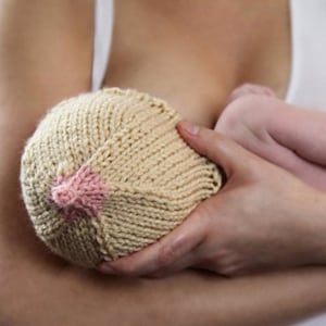 Boobie Beanie Knitting Pattern Boob Hat for Baby Knit Pattern Breastfeeding Chestfeeding Support Knit Hat Pattern