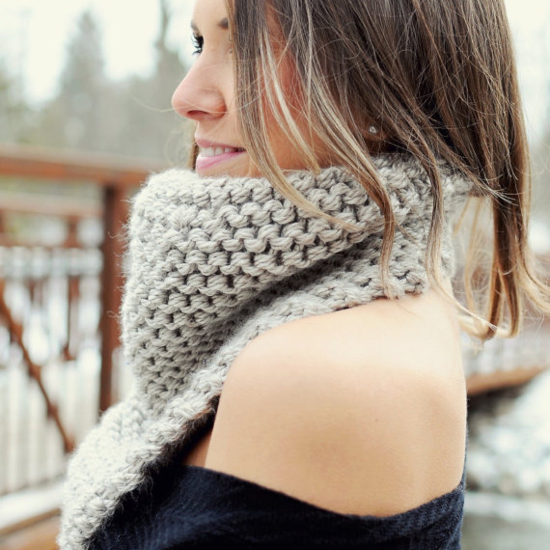 Cowl Knitting Double Seed Stitch Scarf Linen Stitch Moss Stitch