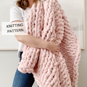 Chunky Blanket Hand Knit-DIY-SUPER EASY TUTORIAL-Blanket Under $100 