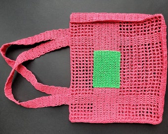 Hand crochet raffia bag made of eco-friendly yarn. Perfect for the beach party or festival. Tote bag, women's bag, modern accessory