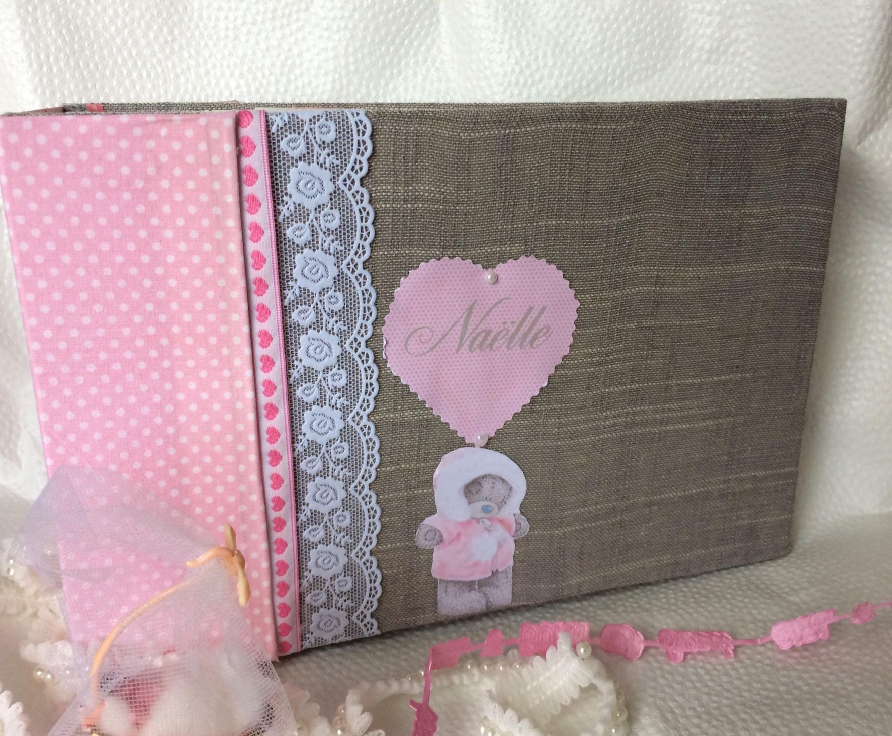 Album scrapbooking naissance fille Gris et rose theme Etsy