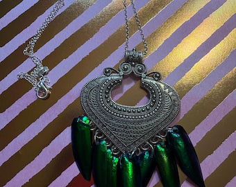Real Beetle wing necklace