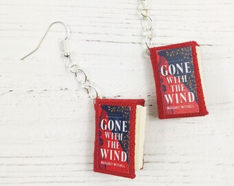 Book Earrings Gone with the Wind by Margaret Mitchell, Paper Jewelry, Book lovers, Book Themed Wedding