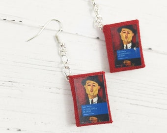 Book Earrings Zeno's Conscience by Italo Svevo, Paper Jewelry, Book lovers, Book Themed Wedding