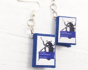 Book Earrings The Metamorphosis of Kafka, Paper Jewelry, Book lovers, Book Themed Wedding