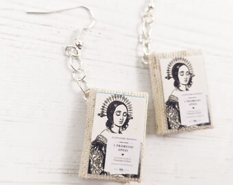 Book Earrings The Betrothed by Alessandro Manzoni, Paper Jewelry, Book lovers, Book Themed Wedding