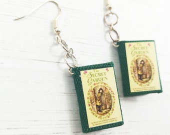 Book Earrings The Secret Garden by Frances Hodgson Burnett, Paper Jewelry, Book lovers, Book Themed Wedding