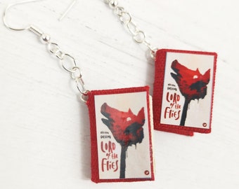 Book Earrings The Lord of the Flies by William Golding, Paper Jewelry, Book lovers, Book Themed Wedding
