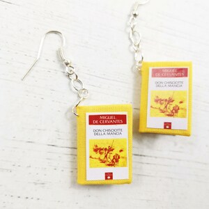 Book Earrings Don Quixote by Miguel de Cervantes, Paper Jewelry, Book lovers, Book Themed Wedding