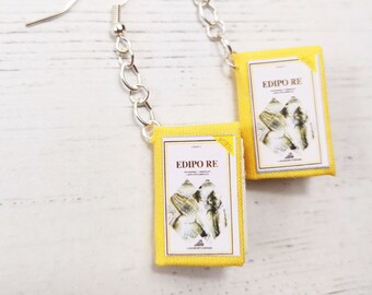 Book Earrings Oedipus the King by Sophocles, Paper Jewelry, Book lovers, Book Themed Wedding