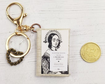 Book Keychain "The Betrothed" by Alessandro Manzoni, Book Lover Gift, Paper Jewelry, Book Party Favors