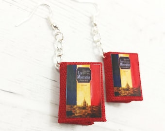 Book Earrings The Miserables by Victor Hugo, Paper Jewelry, Book lovers, Book Themed Wedding