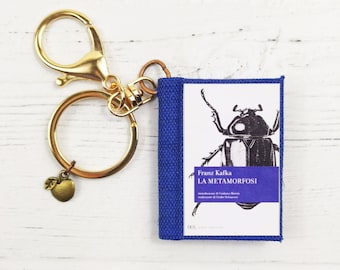 Book Keychain The Metamorphosis of Kafka, Book Lover Gift, Paper Jewelry, Book Party Favors