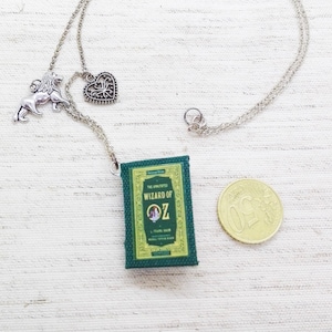 Collana Libro, Il Mago di Oz di Frank Baum, Collana Lunga Ciondolo, Gioielli di Carta