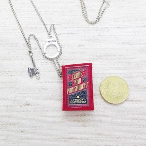 Collana Libro Delitto e Castigo, Dostoevsky, Collana Lunga Ciondolo, Gioielli di Carta
