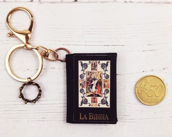 Book Keychain Holy Bible, Book Lover Gift, Paper Jewelry, Book Party Favors