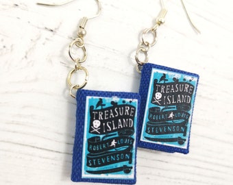 Book Earrings The Treasure Island by Robert Louis Stevenson, Paper Jewelry, Book lovers, Book Themed Wedding