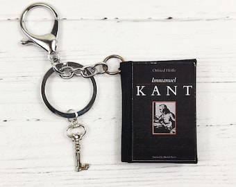 Book Keychain Immanuel Kant, Book Lover Gift, Paper Jewelry, Book Party Favors