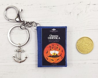 Book Keychain Odyssey by Homer, Book Lover Gift, Paper Jewelry, Book Party Favors
