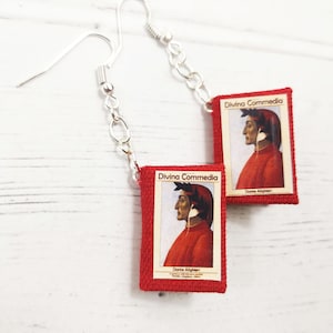 Orecchini libri Divina Commedia di Dante, libri in miniatura, gioielli di carta