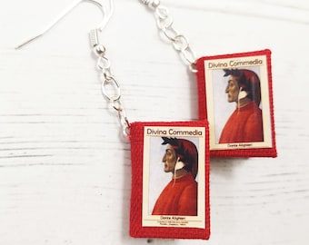 Book Earrings Dante's Divine Comedy, Paper Jewelry, Book lovers, Book Themed Wedding