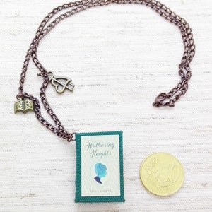 Collana Libro Cime Tempestose di Charlotte Bronte, Collana Lunga Ciondolo, Gioielli di Carta