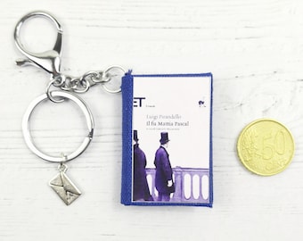Book Keychain The Late Mattia Pascal by Luigi Pirandello, Book Lover Gift, Paper Jewelry, Book Party Favors