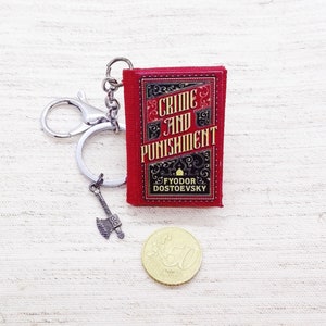 Book Keychain Crime and Punishment, Dostoevsky, Book Lover Gift, Paper Jewelry