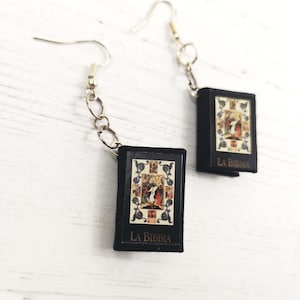 Orecchini libri Bibbia, Libri in miniatura, Gioielli di carta