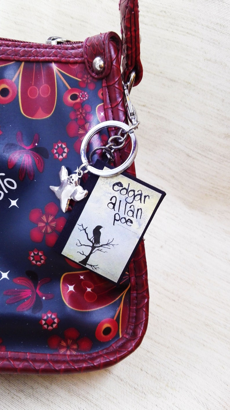 Book Keychain Edgar Allan Poe, Book Lover Gift, Paper Jewelry, Book ...