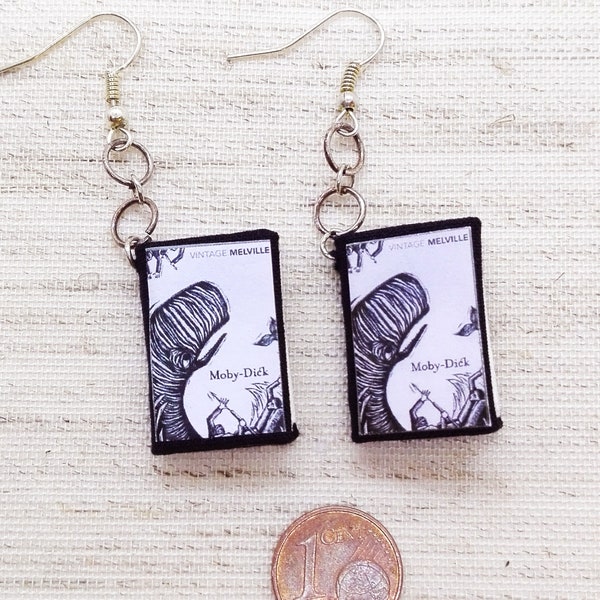 Book Earrings Moby Dick, Melville, Paper Jewelry, Book lovers, Book Themed Wedding