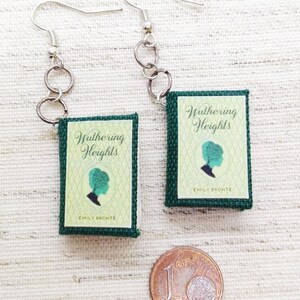 Orecchini Libri Cime Tempestose Charlotte Bronte, Libri in miniatura, Gioielli di Carta, Scrivi all'interno