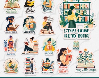 Book Lover Stickers, SVG Stickers, Printable Stickers, Print and Cut Cricut Stickers, Reading Stickers, png Stickers, Book Stickers