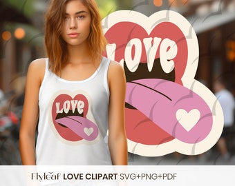 Love Heart SVG, Heart Svg, Valentines Day Svg, Digital Download T Shirt Design, SVG file for Cricut, Groovy Sublimation, Retro PNG