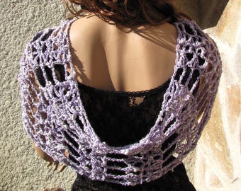 Shoulder covers purple neck round in cotton handmade crochet