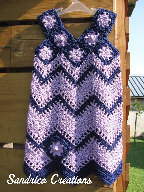 Crocheted Cotton Strappy Dress, 5/6 Years, Mauve Blue - Etsy