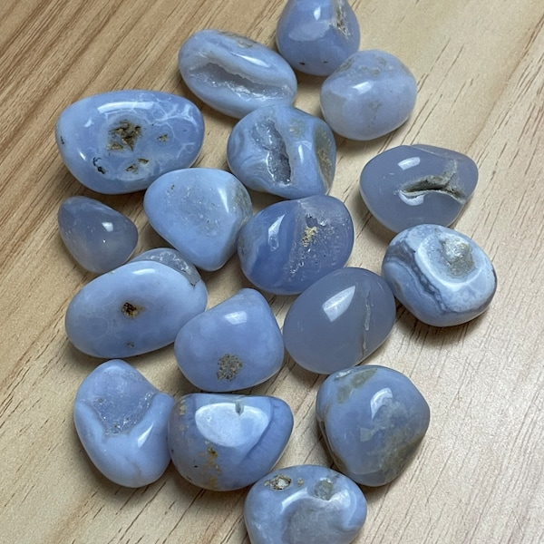 Blue Lace Agate tumbled stone, agate tumbled, blue lace tumble, crystal healing stone, reiki tumble crystal craft kits for jewelry