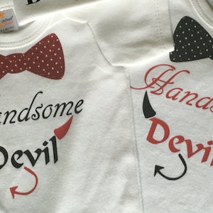 Halloween Handsome Devil Onesie Set, Toddler Infant Devil Costume with Glitter Bow Tie and Customizable Hat, Halloween Party Outfit