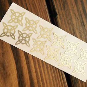 Witch Cross Stickers, Celtic Witch Cross Decor, Metallic Foil, Tribal Witches Shield, Envelope Seals for Party, Wedding, Holiday, 12 pcs