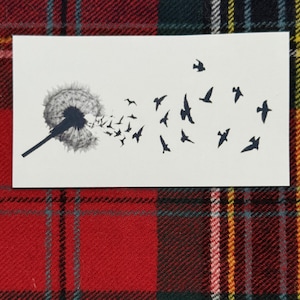 Dandelion and Ravens Temporary Tattoo, custom sizes, water-resistant, festival and spiritual body art