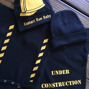 Construction Worker ONESIE®, Two piece outfit, Construction Halloween Costume, Unique Baby Shower Gifts!