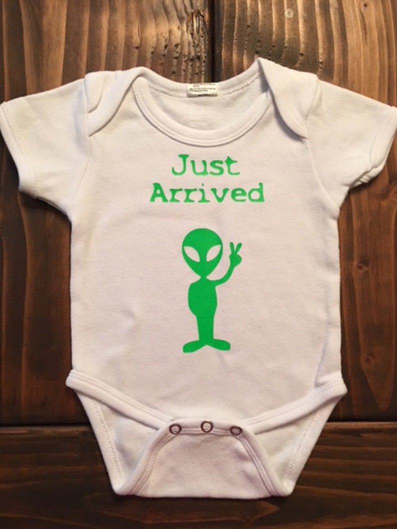Alien ONESIE® / Roswell Alien Infant Creeper/ TWO piece outfit! / Halloween ONESIE®/ Just Arrived Baby Crawler !!! / Unique Baby Shower Gift image 2