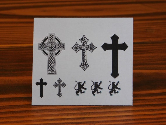 Celtic Cross Tattoo / Rampant Lion Tattoo / Religious Tattoo / | Etsy