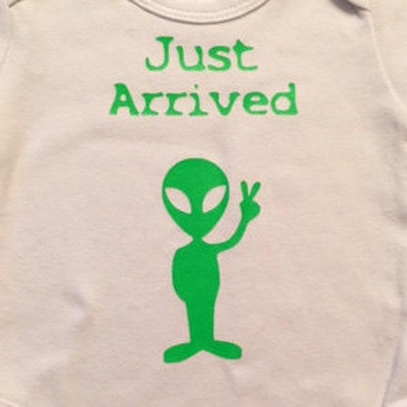 Alien ONESIE® / Roswell Alien Infant Creeper/ TWO piece outfit! / Halloween ONESIE®/ Just Arrived Baby Crawler !!! / Unique Baby Shower Gift image 4