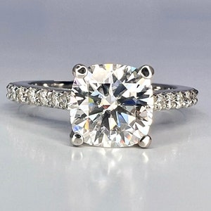 Cushion cut moissanite engagement ring solid gold, Moissanite solitaire ring, Cushion cut ladies solitaire wedding ring promise ring,  #7445