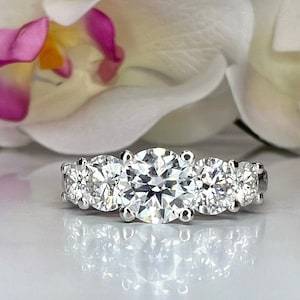 Certified Moissanite 5 Stone Anniversary  Band, Moissanite Wedding Ring, Engagement Ring, 14K White Gold #6547