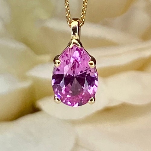 Pink Sapphire & 14k Gold Spark Pendant Necklace