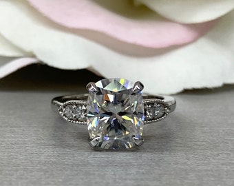 1.50 Ct Rond Brillant Cut MOISSANITE 14k Or boucles d/'oreille Charles et COLVARD